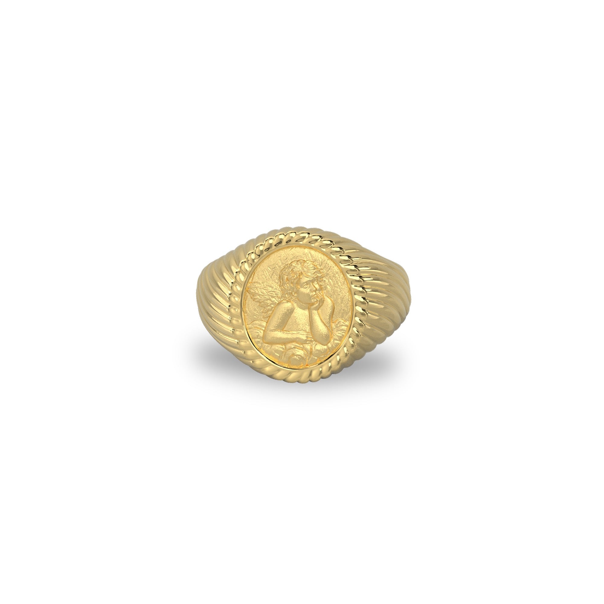 Vintage Coin Signet Ring | 18K Gold Plated Legacy Coin Ring, Classic Engraved Medallion Ring for Women and Men