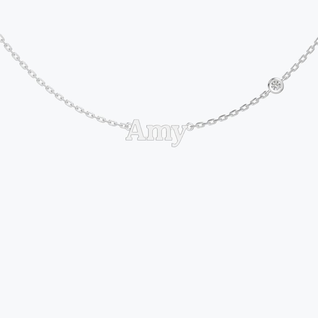 Personalized Name Necklace with Bezel Stone Accents