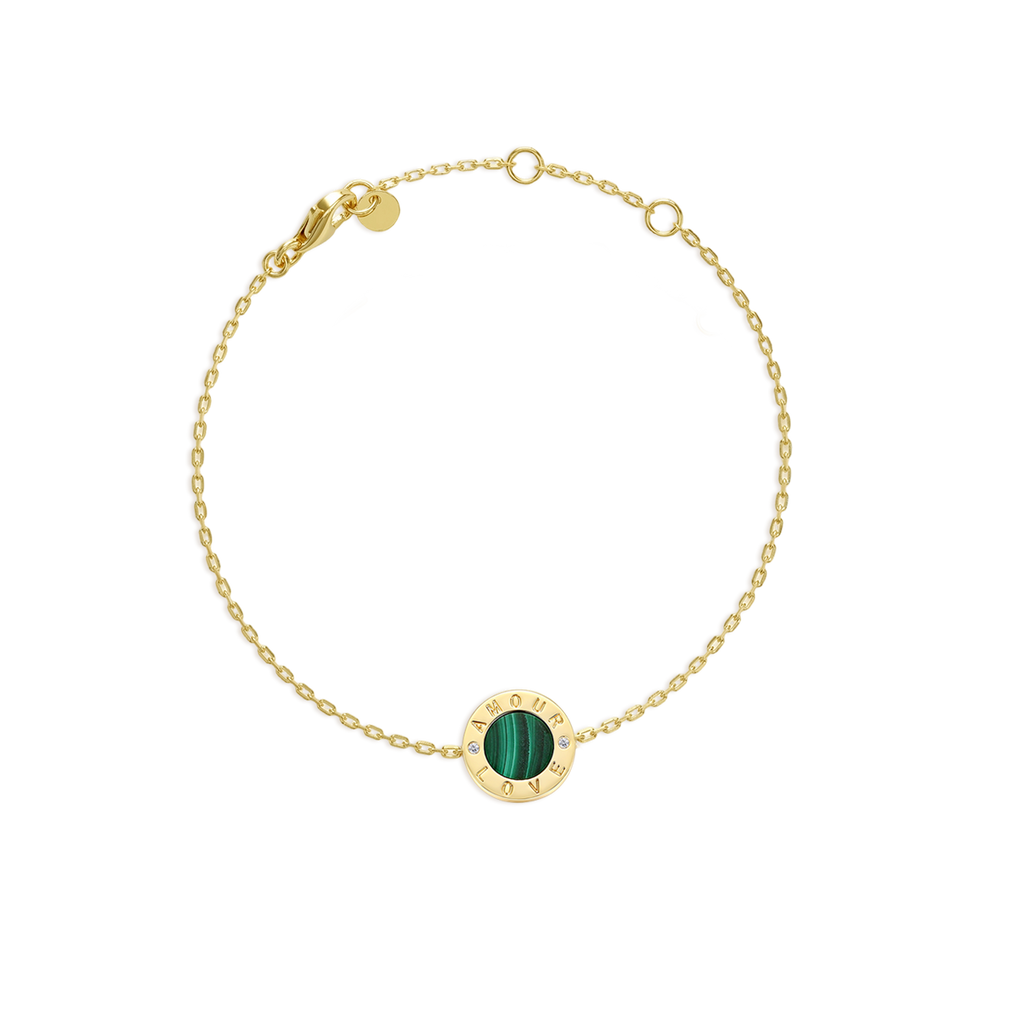 Custom Love Bracelet for Couples – Gemstone Engraved Fingerprint Jewelry Gift SB011