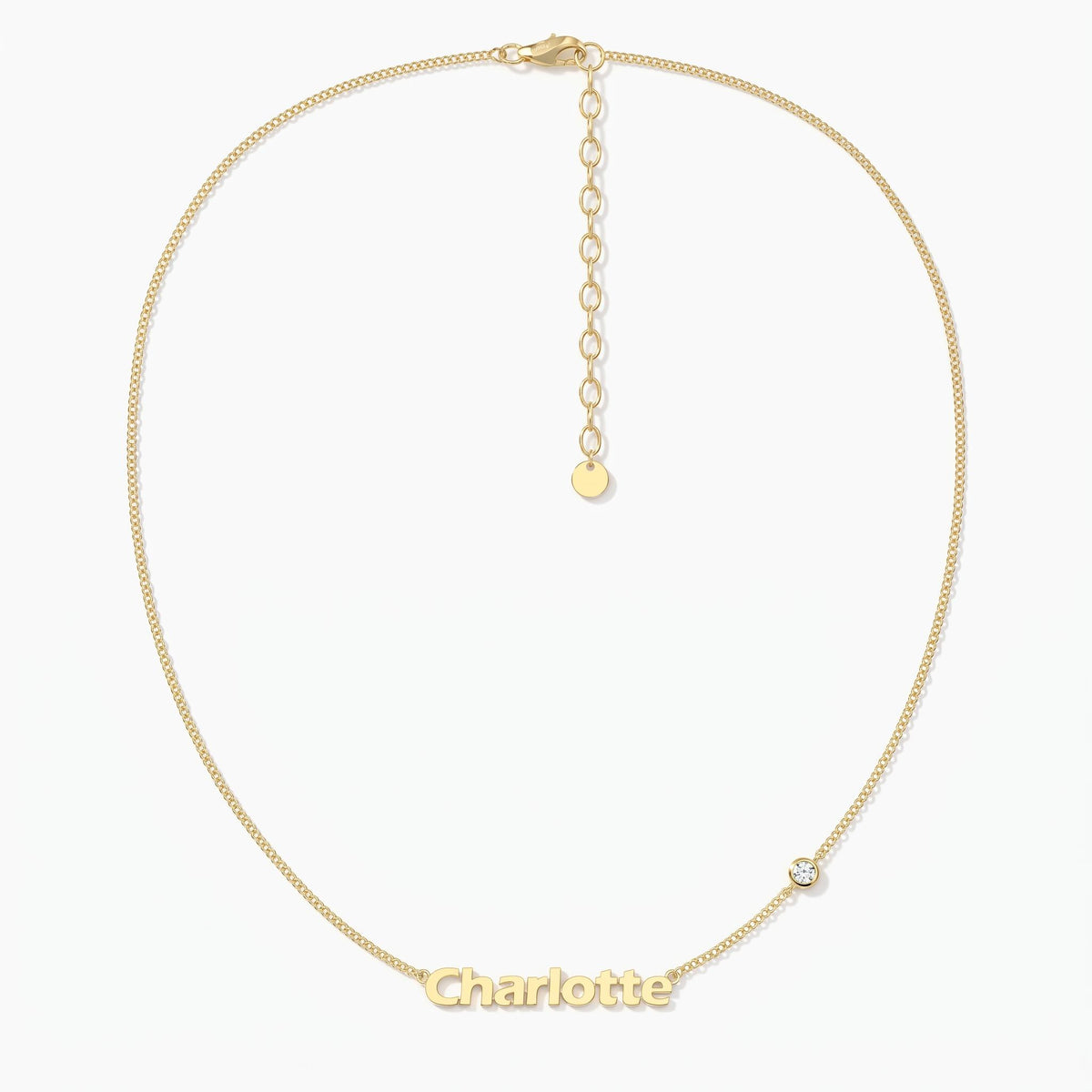 Personalized Name Necklace with Bezel Stone Accents
