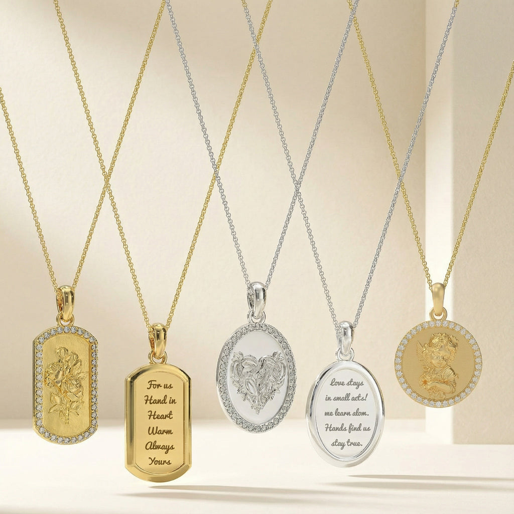Custom Relief Necklace – Photo Engraved Halo Pendant, Memorial and Faith Jewelry with Back Engraving