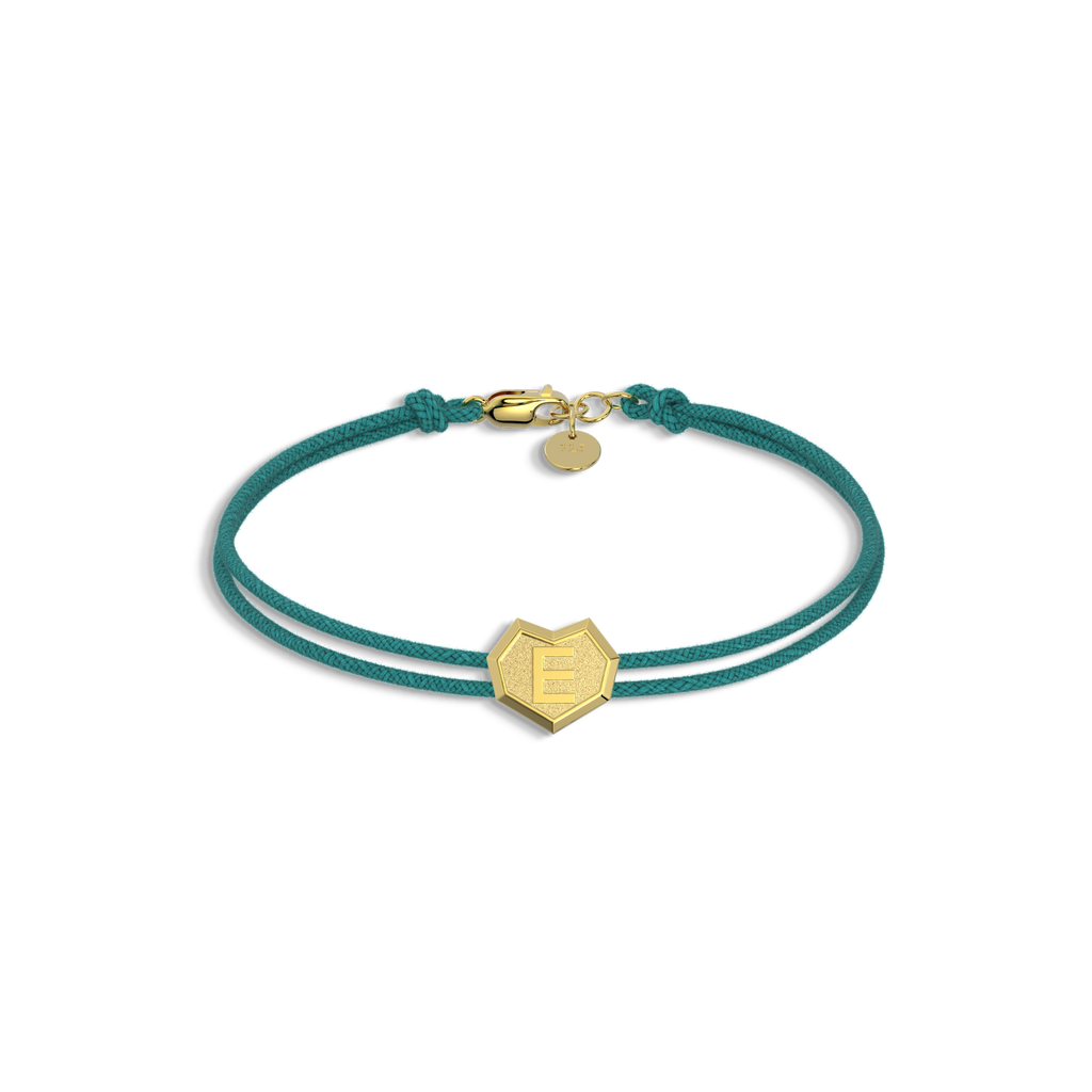 Custom Initial Bracelet with Engraved Beads – Personalized Heart Cord Bracelet SB004