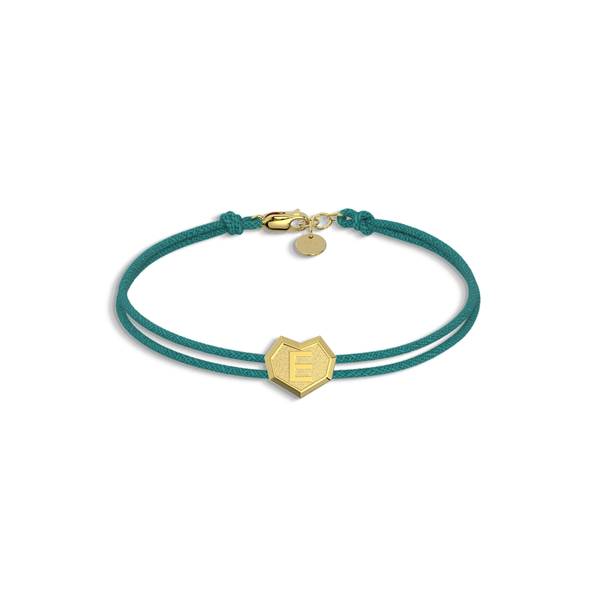 Custom Initial Bracelet with Engraved Beads – Personalized Heart Cord Bracelet SB004