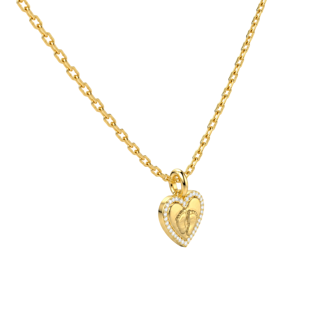 Baby Footprint Heart Necklace-925 Sterling Silver