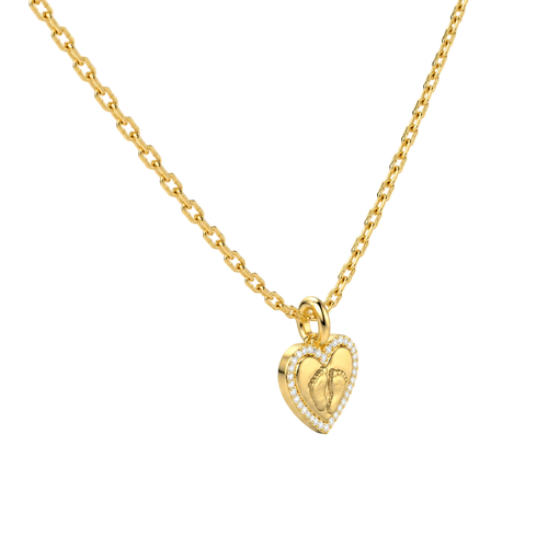Baby Footprint Heart Necklace-925 Sterling Silver