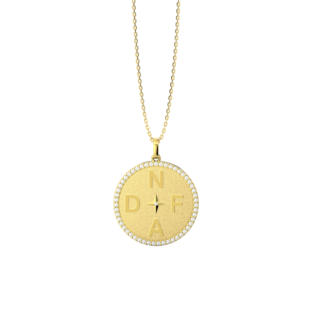 Collier Médaillon Personnalisé | Pendentif Lettre & Symbole Porte-Bonheur Personnalisable avec Gravure ou Photo, Plaqué Or 18K