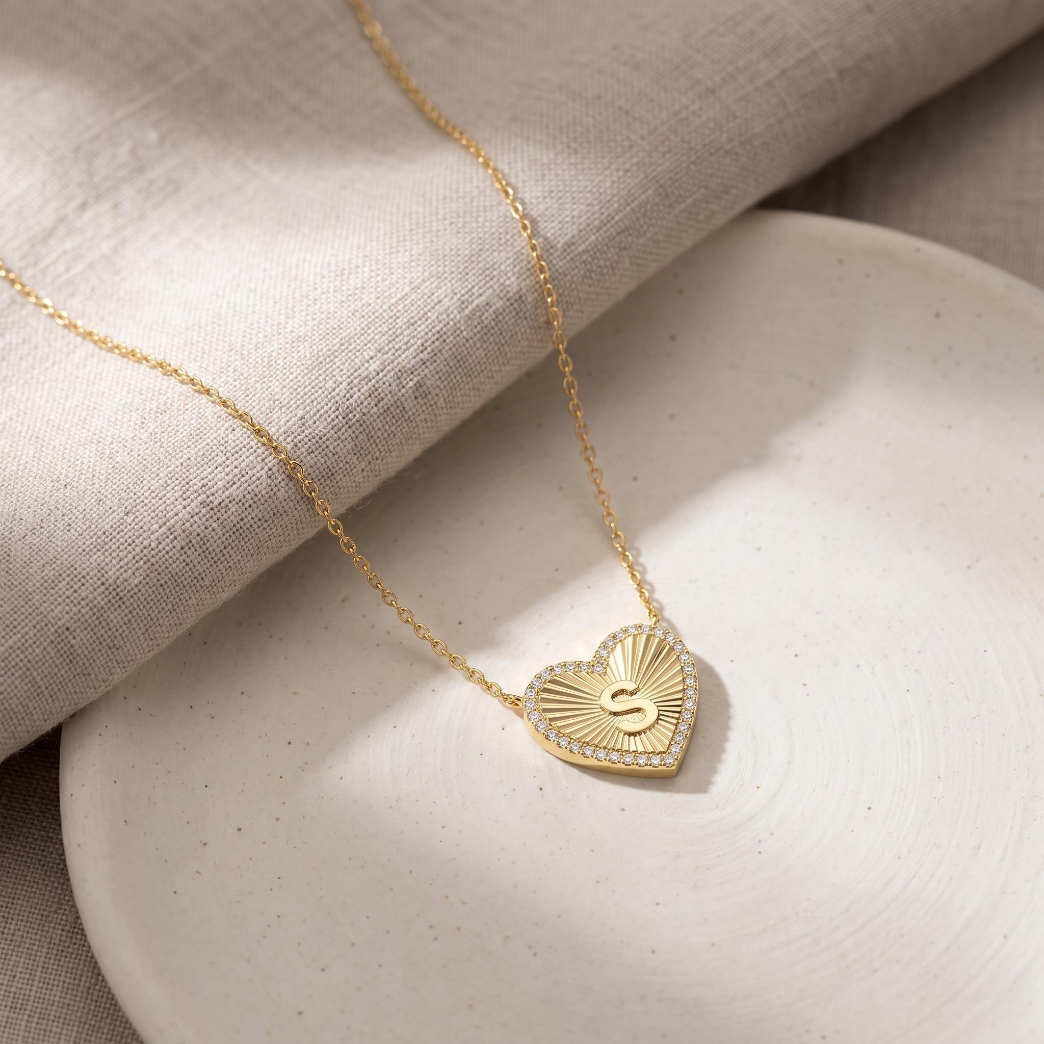 Personalized Heart Initial Necklace-S925 Sterling Silver