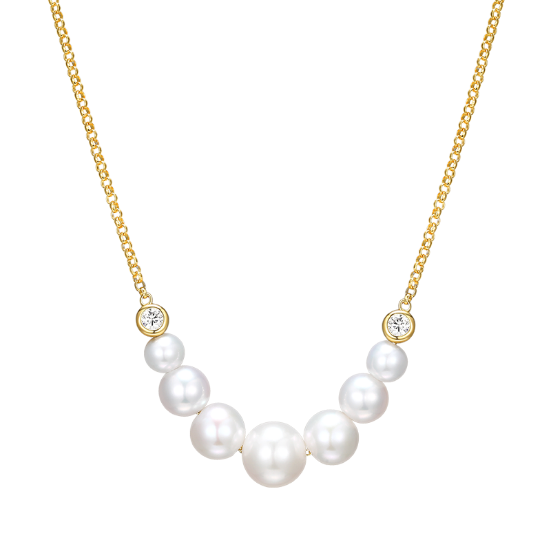 Freshwater Pearl Necklace - 18K Gold Plated Sterling Silver Necklace