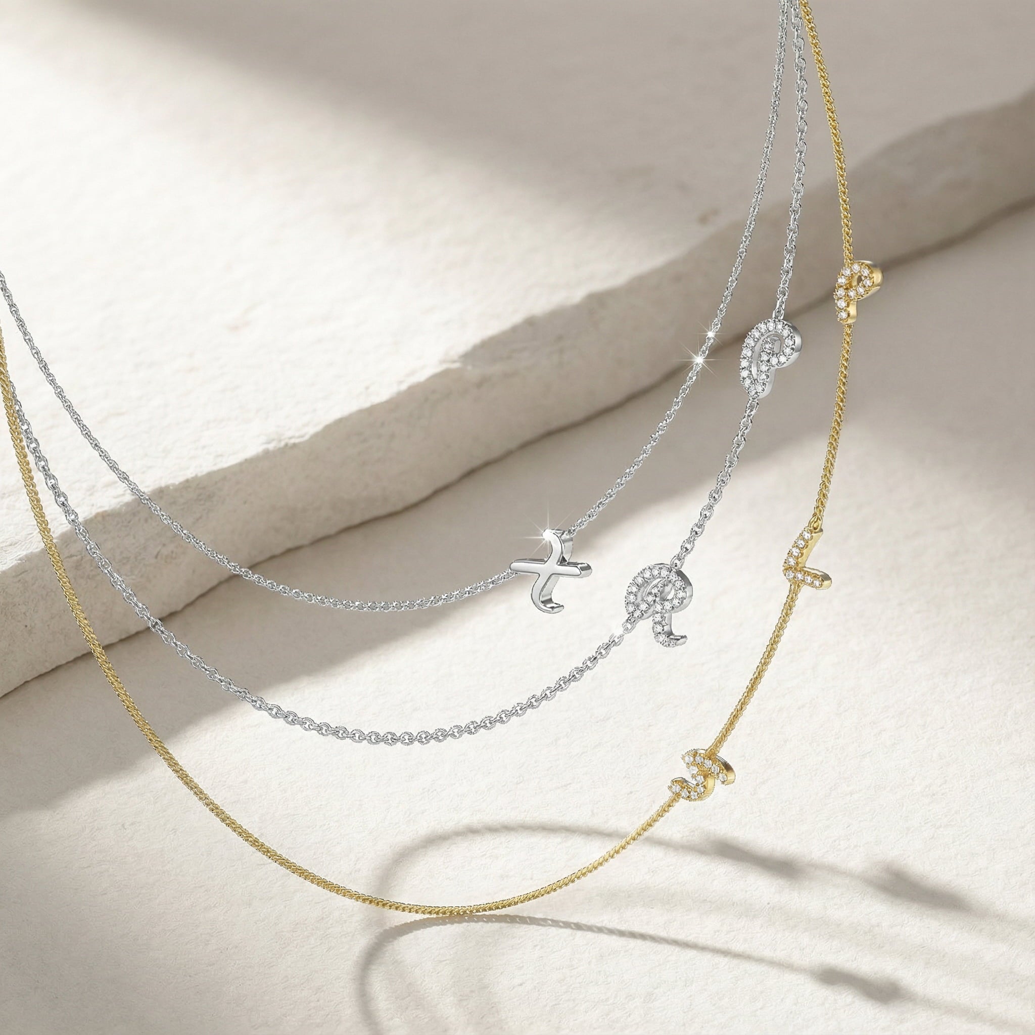 Collier initiales personnalisé | Bijoux lettre penchée SN024BR