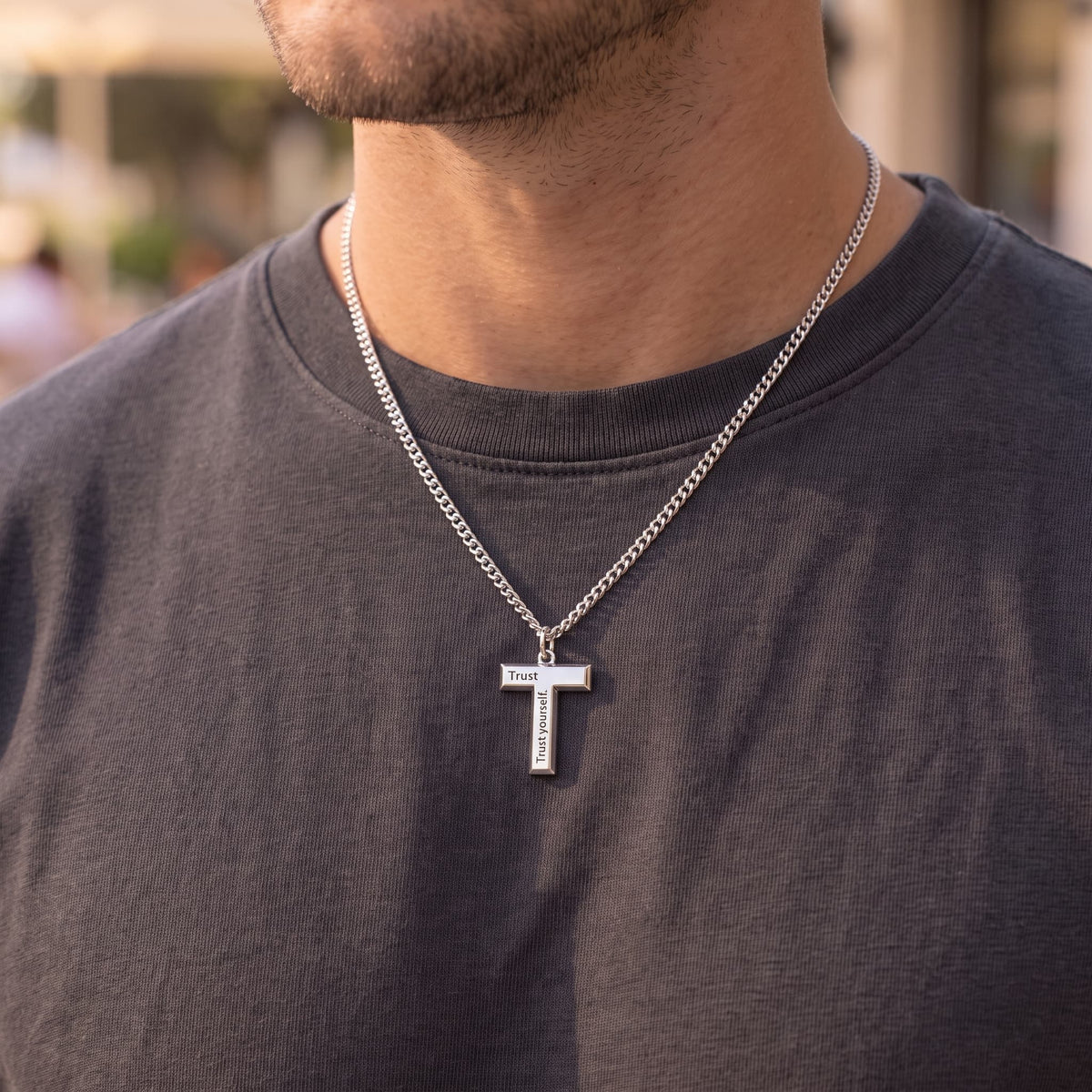 Personalized Initial Necklace for Men – Custom 3D Letter Pendant
