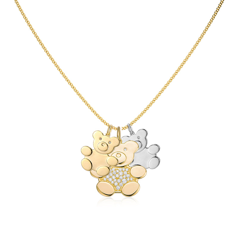 Collier Famille Ours en Peluche Personnalisé | Collier Prénom Personnalisé SN034BR