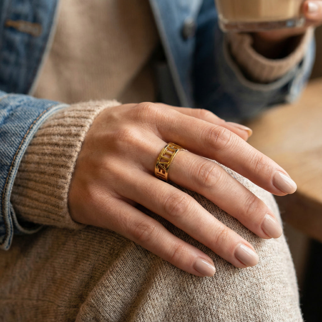 Bague personnalisée avec lettre | Bague prénom et signature personnalisés SR001BR