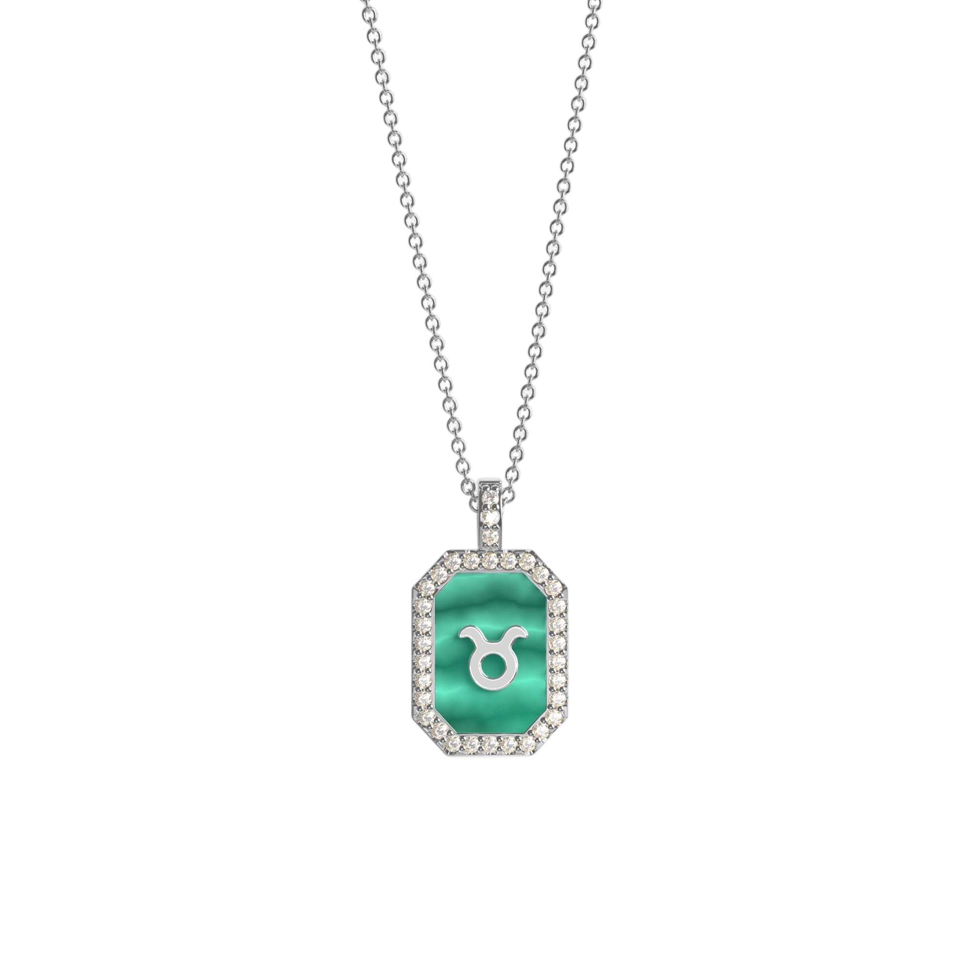 Collier Pierre de Naissance Zodiaque – Pendentif Initiale Personnalisé en Malachite, Nacre ou Agate
