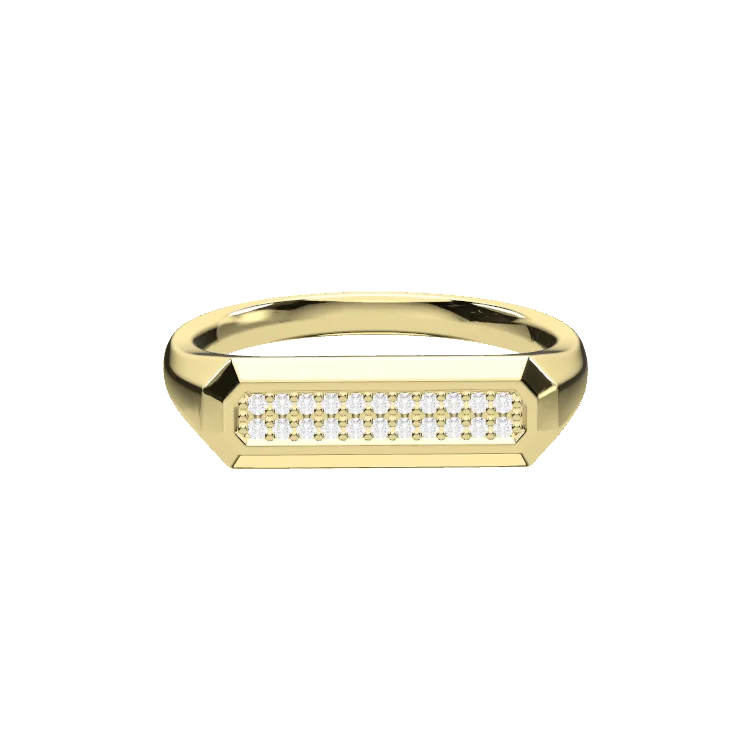 Bague chevalière pavée personnalisée – Bague d'amour gravée plaquée or 18 carats SR011