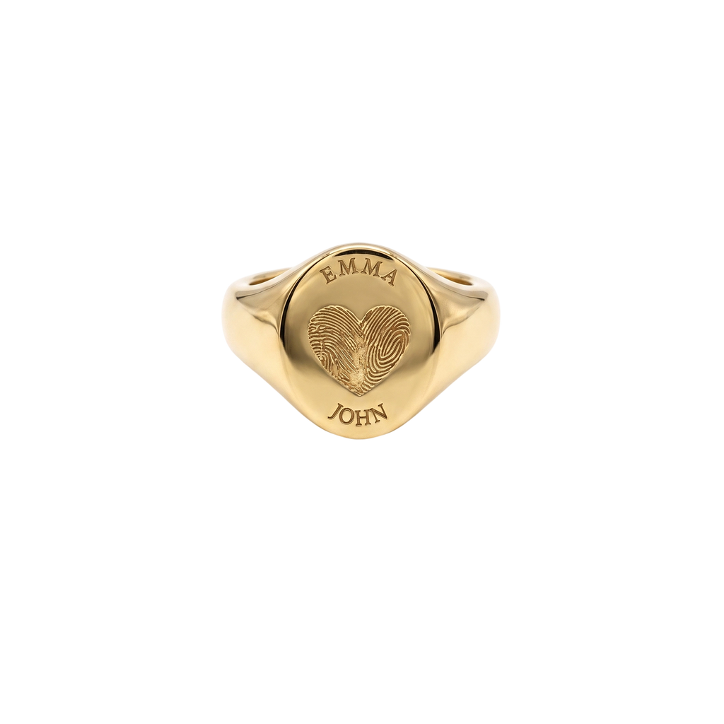 Personalized Fingerprint Heart Signet Ring-925 Sterling Silver