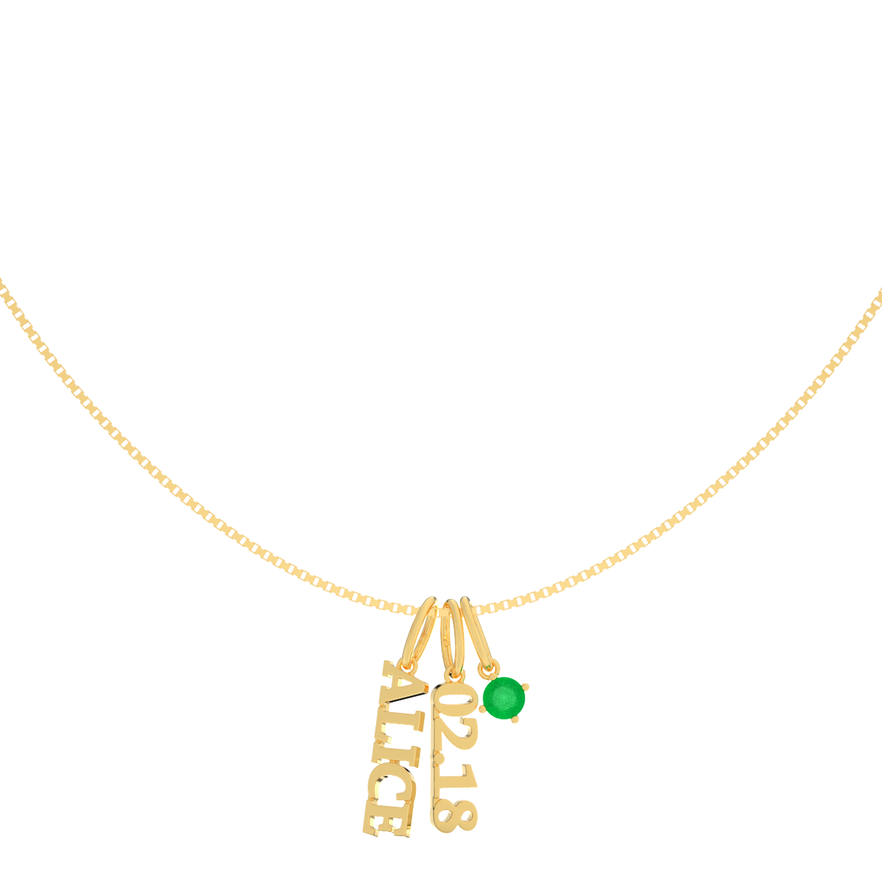 Personalized Birthstone Name Necklace | Custom Engraved Charm Necklace with Date or Initial, Gift for Her