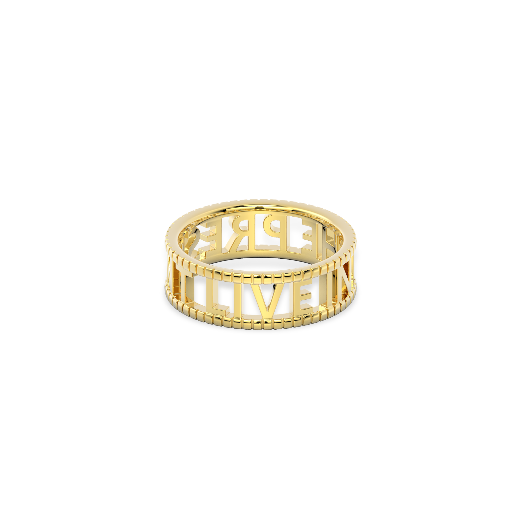 Personalized Signature Ring | Custom Engraved Name Band with Milgrain Detail, Pavé Letter Ring for Women and Men