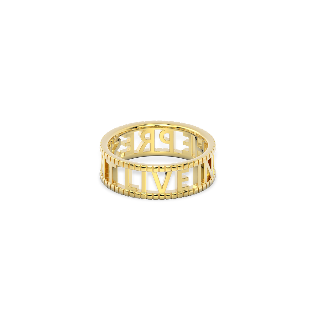 Personalized Signature Ring | Custom Engraved Name Band with Milgrain Detail, Pavé Letter Ring for Women and Men