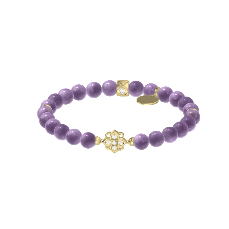 Personalized Gemstone Bead Bracelet with Custom Charm and Engraving