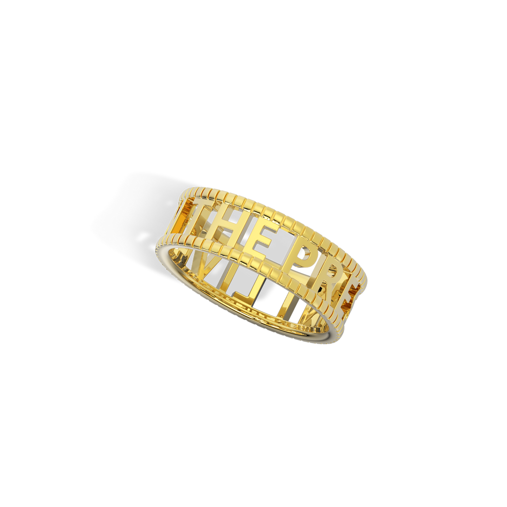 Personalized Signature Ring | Custom Engraved Name Band with Milgrain Detail, Pavé Letter Ring for Women and Men
