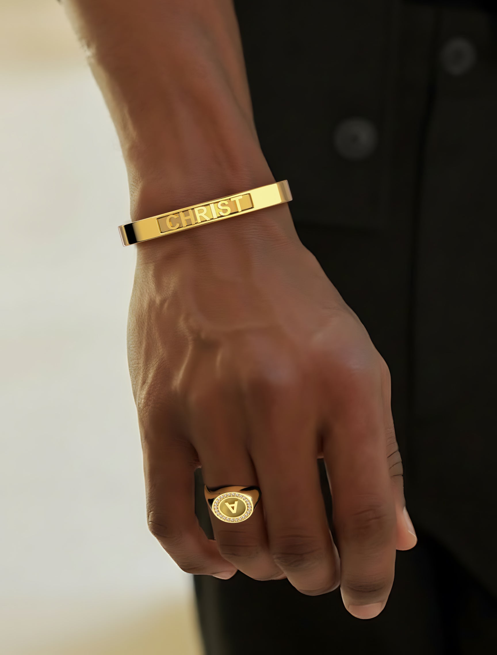 Modular Letter Cuff Bracelet | Personalized Name Bangle, 18K Gold Plated Adjustable Jewelry