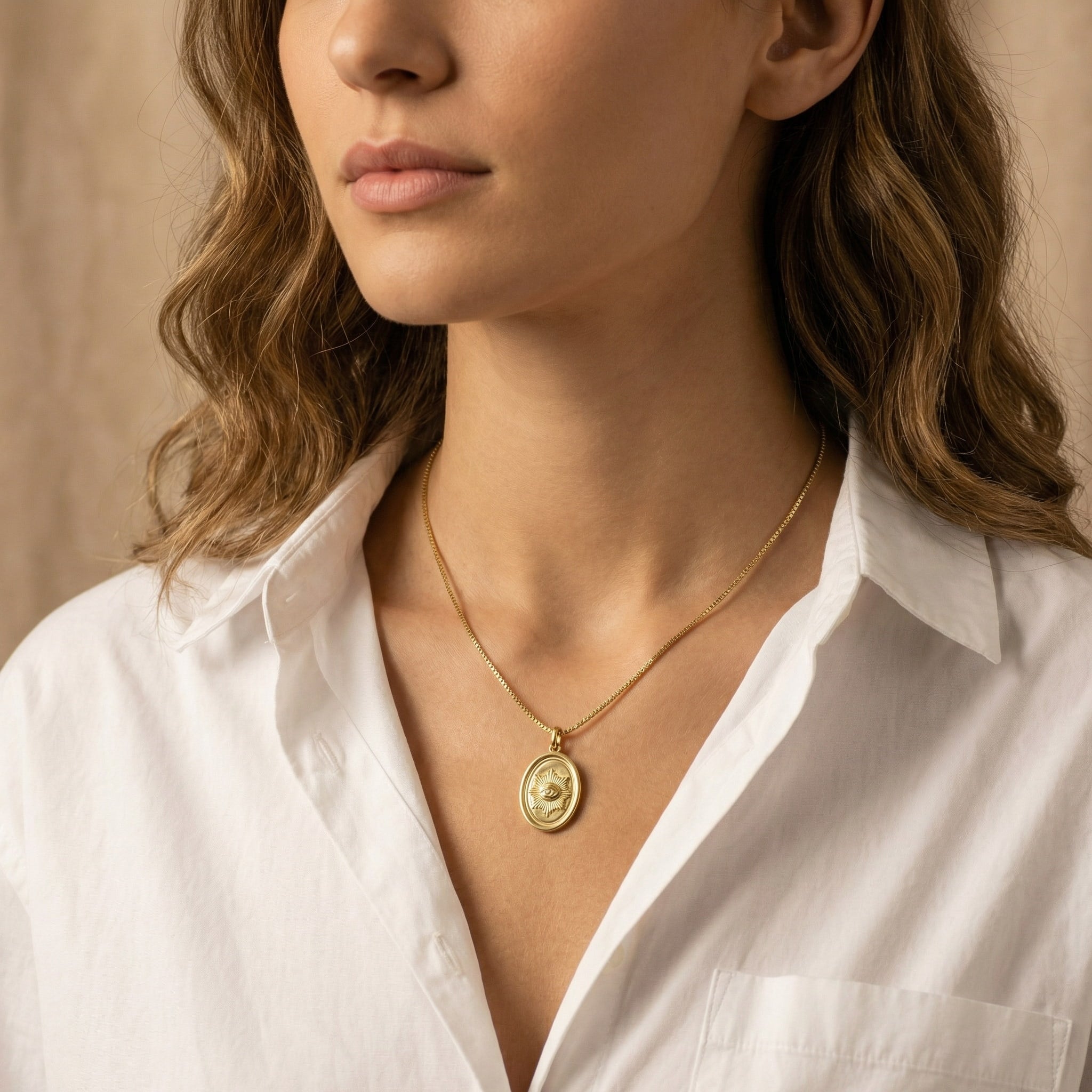 Custom Photo Engraved Necklace – 18K Gold Plated Oval Portrait Pendant, Personalized 3D Relief Memorial Necklace Gift for Men and Women
