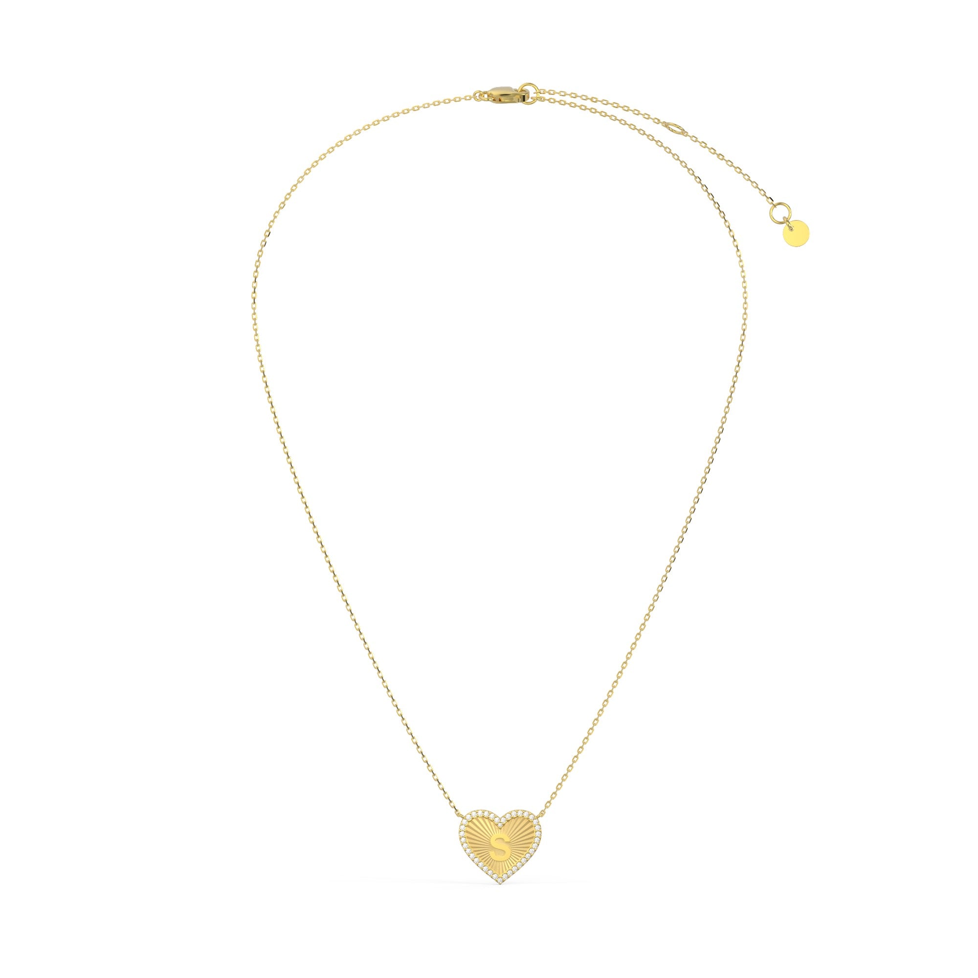 Personalized Heart Initial Necklace for Women – 18K Gold Plated Letter Pendant with Custom Back Engraving