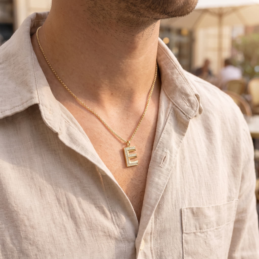 Personalized Initial Necklace for Men – Custom 3D Letter Pendant