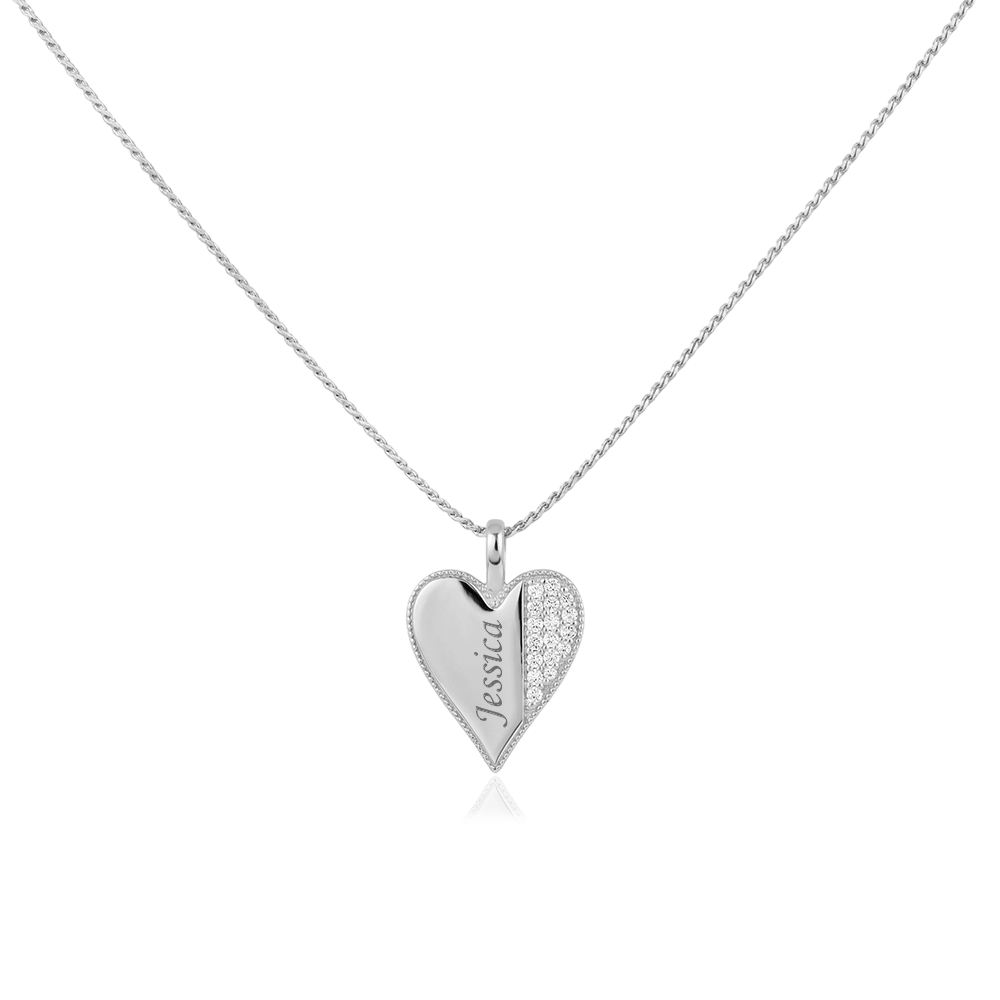 Heart Memorial Necklace – Custom Engraved Pendant, Personalized Keepsake SN045