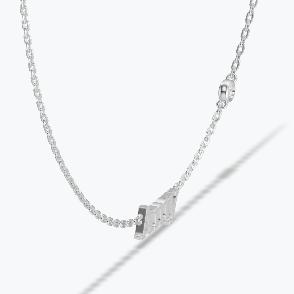Personalized Name Necklace with Bezel Stone Accents