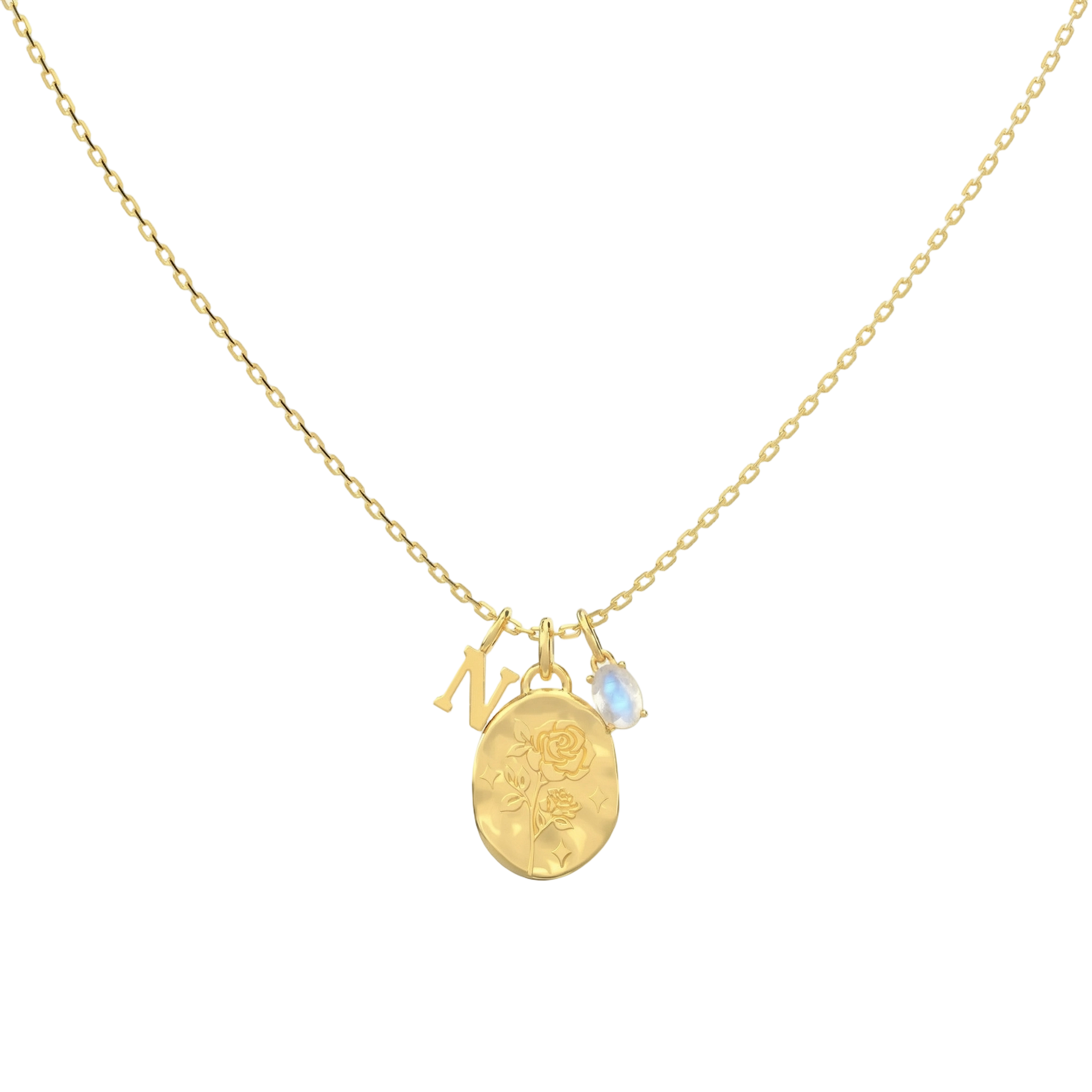 Custom Birth Flower Necklace – Personalized Initial & Birthstone Pendant Gift for Her