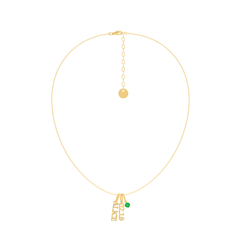 Personalized Birthstone Name Necklace | Custom Engraved Charm Necklace with Date or Initial, Gift for Her