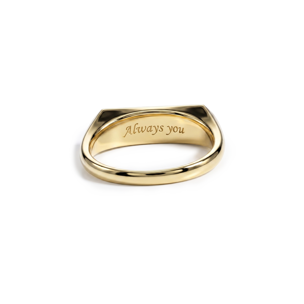 Personalized Pave Signet Ring – Engraved Love Ring 18K Gold Plated SR011