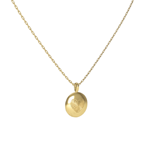 Custom Fingerprint Enamel Necklace – Personalized Round Pendant in 18K Gold Plated