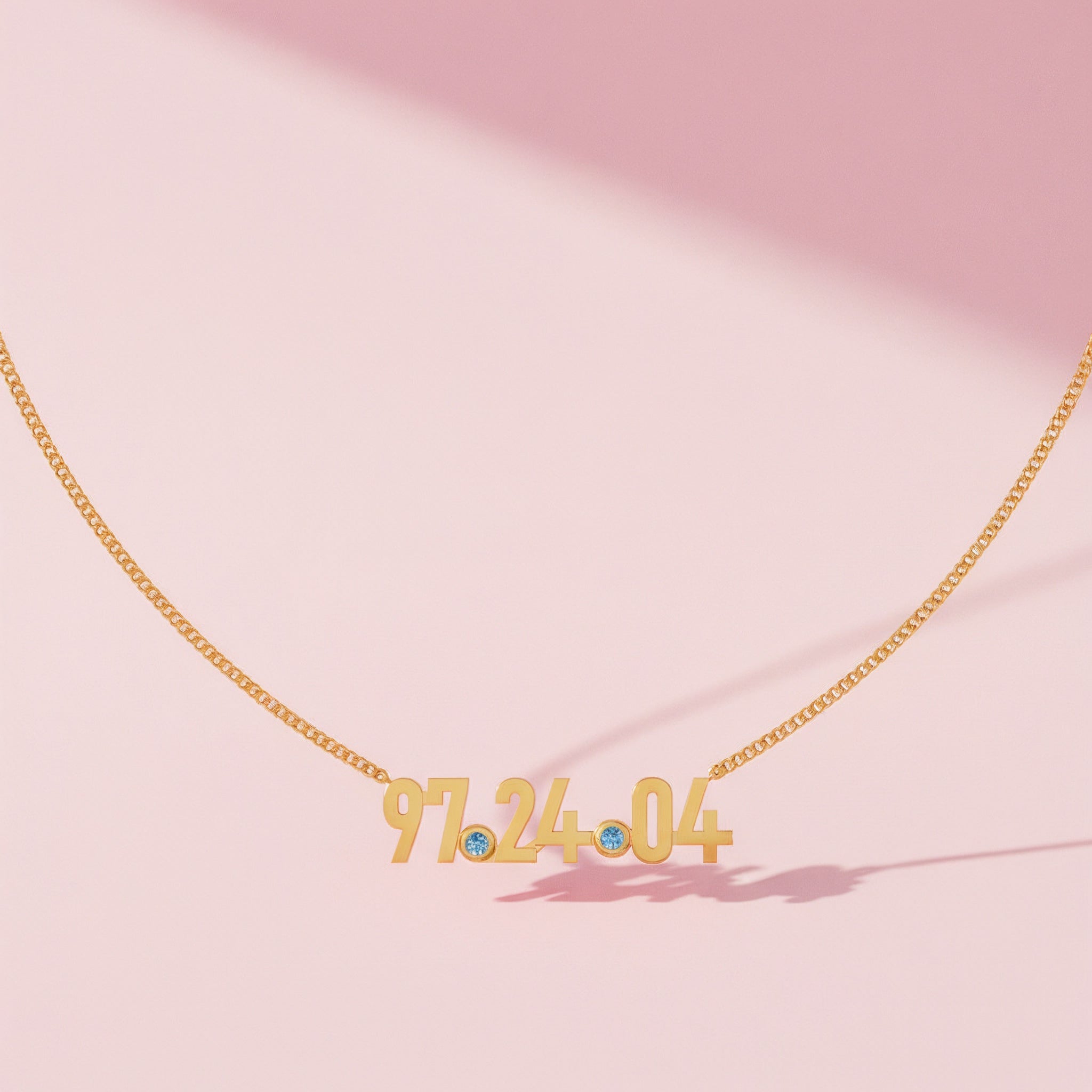 Personalized Birthstone Number Necklace – Custom Date, Initial and Family Coordinates Necklace