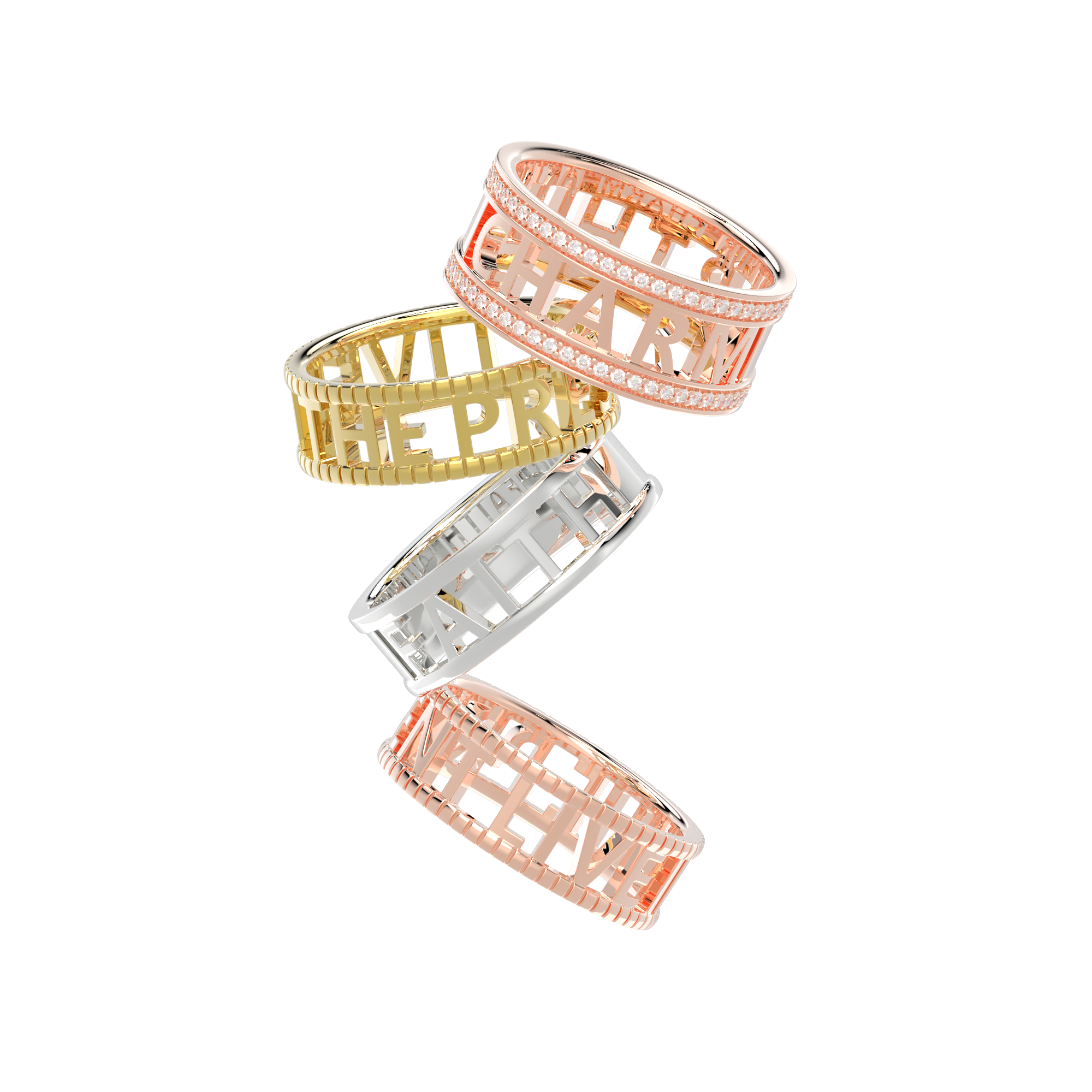 Personalized Signature Ring | Custom Engraved Name Band with Milgrain Detail, Pavé Letter Ring for Women and Men