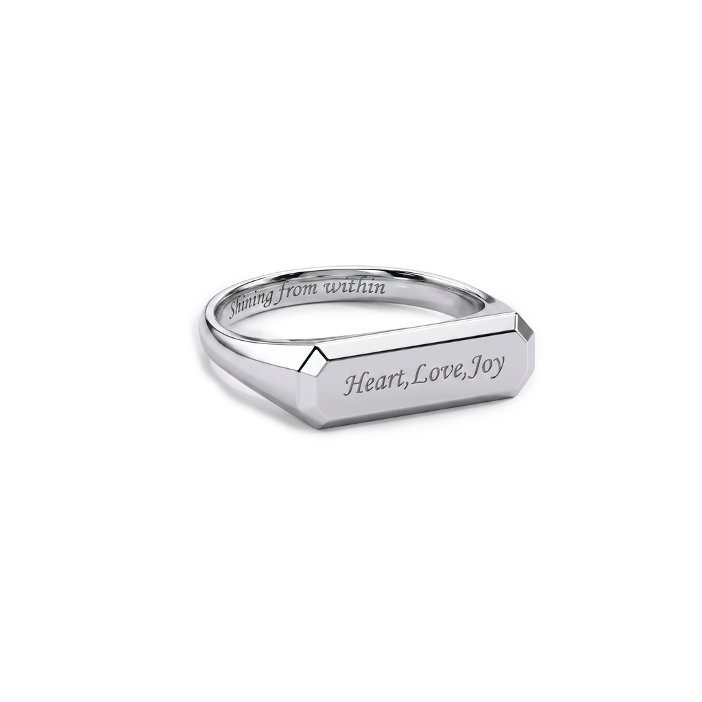 Custom Engraved Signet Ring for Women & Men – Personalized Couple Love Ring SR011