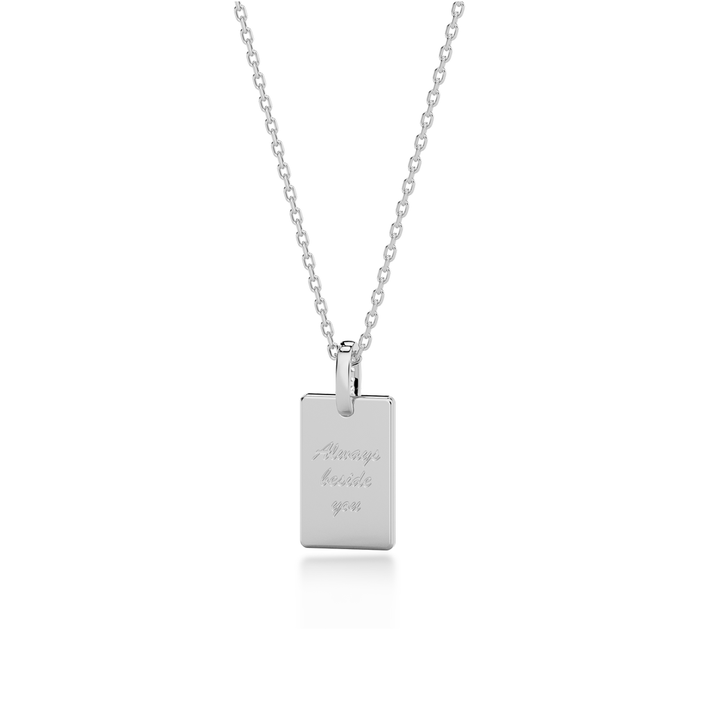 Pendentif rectangulaire plaqué rhodium, gravable, SP003