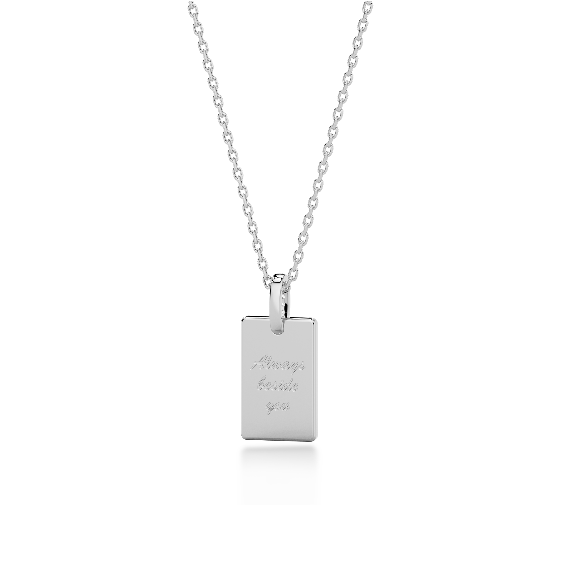 Pendentif rectangulaire plaqué rhodium, gravable, SP003