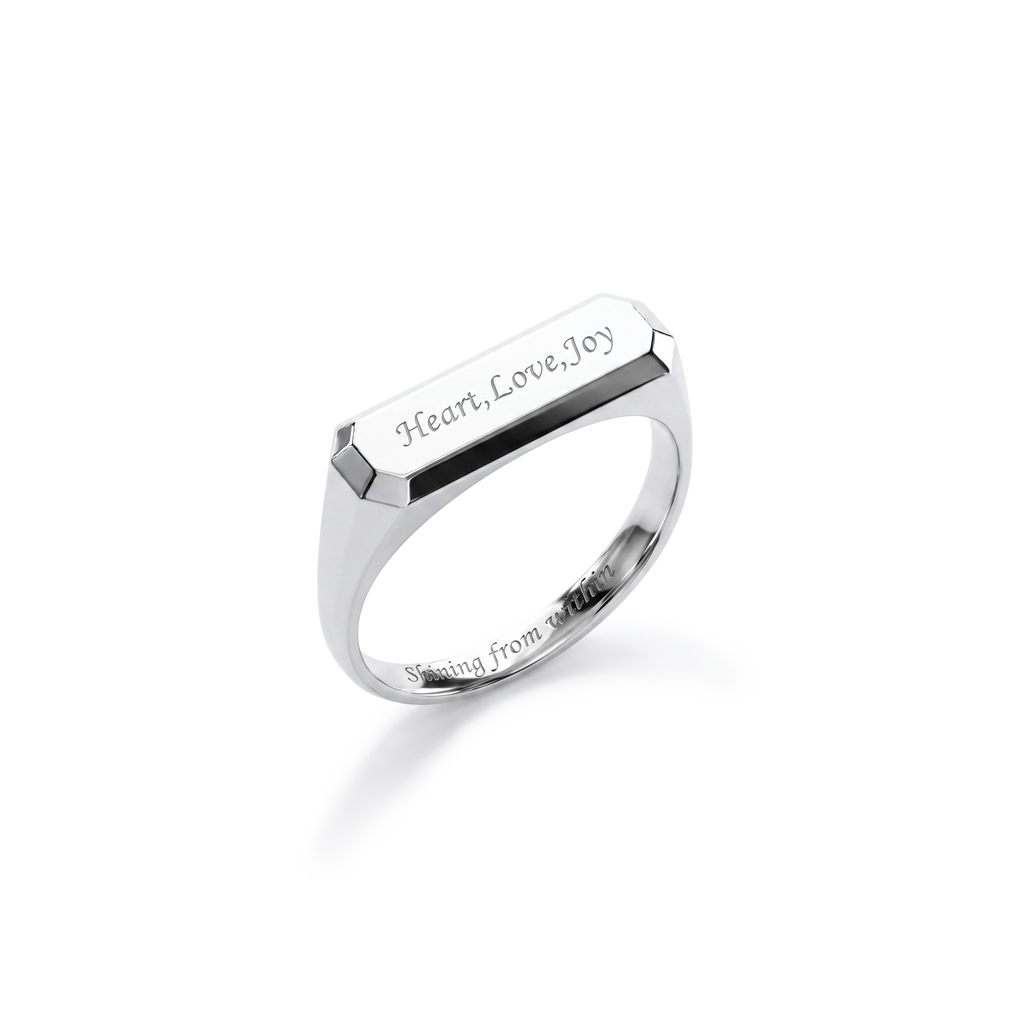 Custom Engraved Signet Ring for Women & Men – Personalized Couple Love Ring SR011