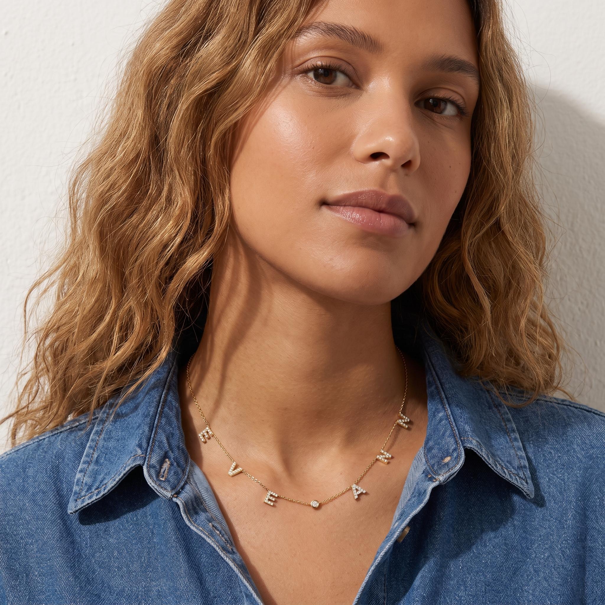 Personalized Sparkle Spaced Letter Necklace