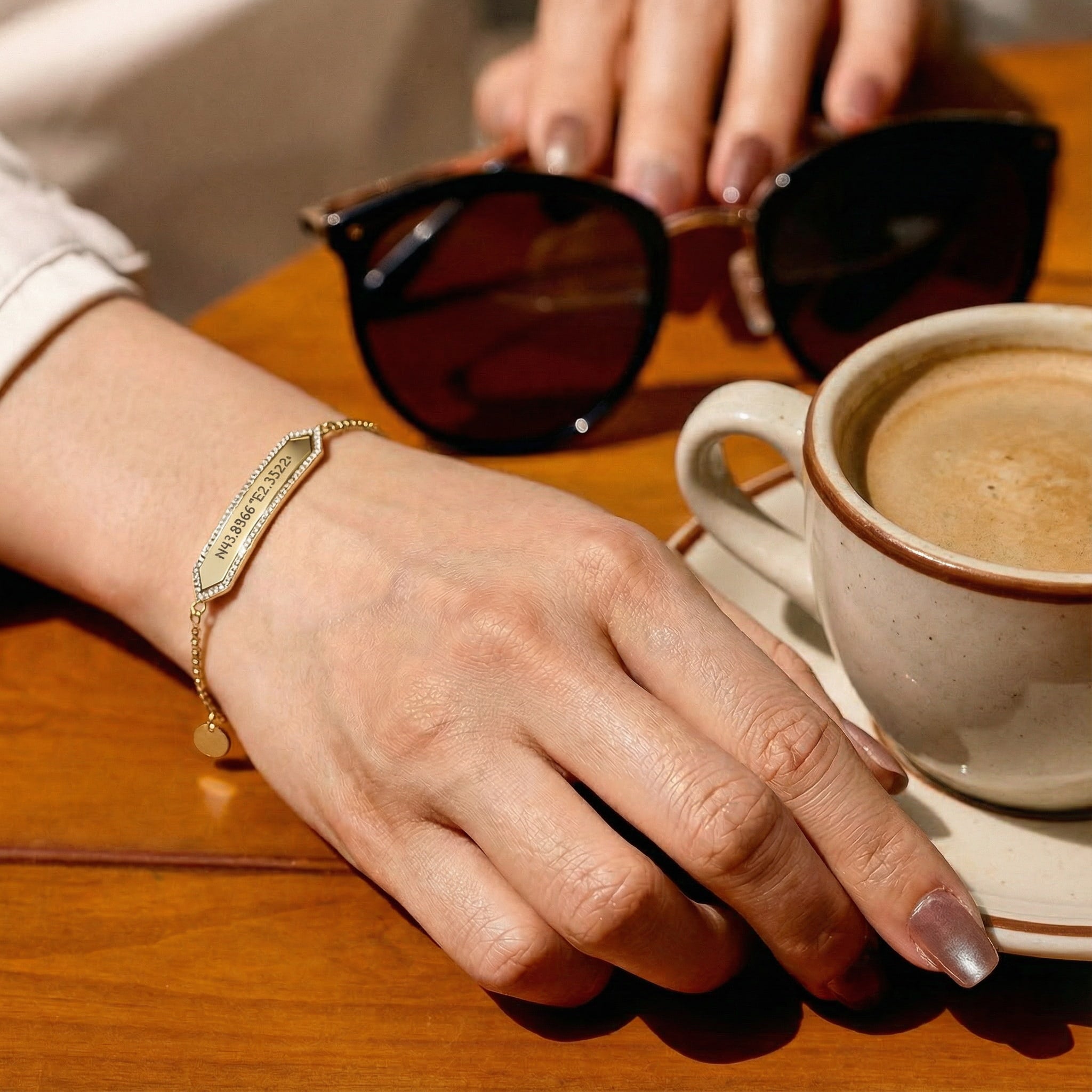 Custom ID Bar Bracelet – Engraved Swap Bar Chain Bracelet in 18K Gold Plated Silver