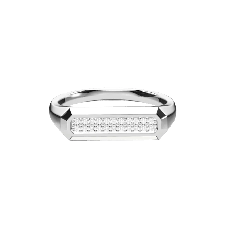 Personalized Pave Signet Ring – Engraved Love Ring 18K Gold Plated SR011
