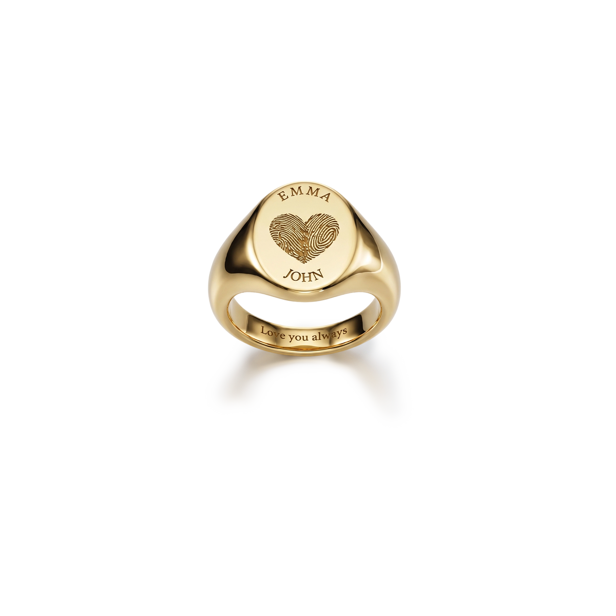 Personalized Fingerprint Heart Signet Ring-925 Sterling Silver