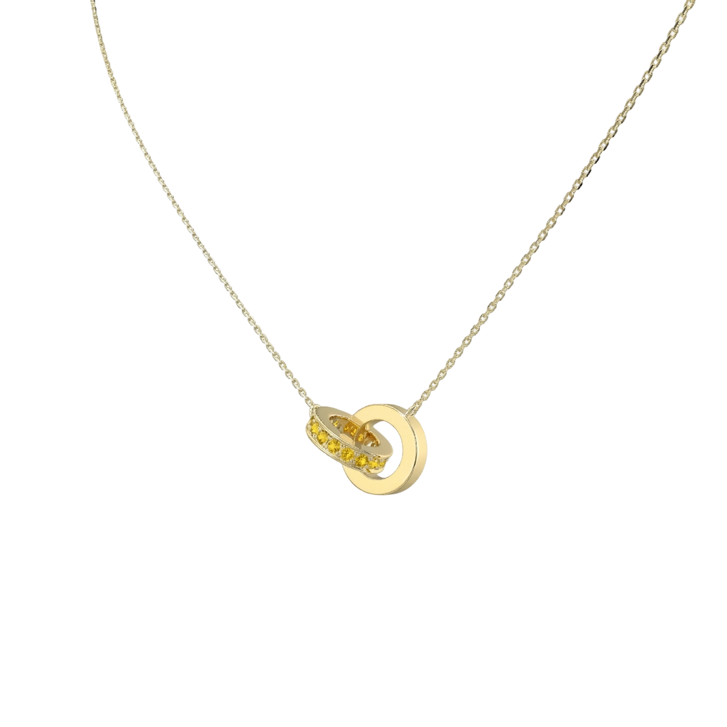 Personalized Linked Circle Necklace | Infinity Double Circle Pendant with Birthstone and Engraving, Custom Relationship Necklace Gift