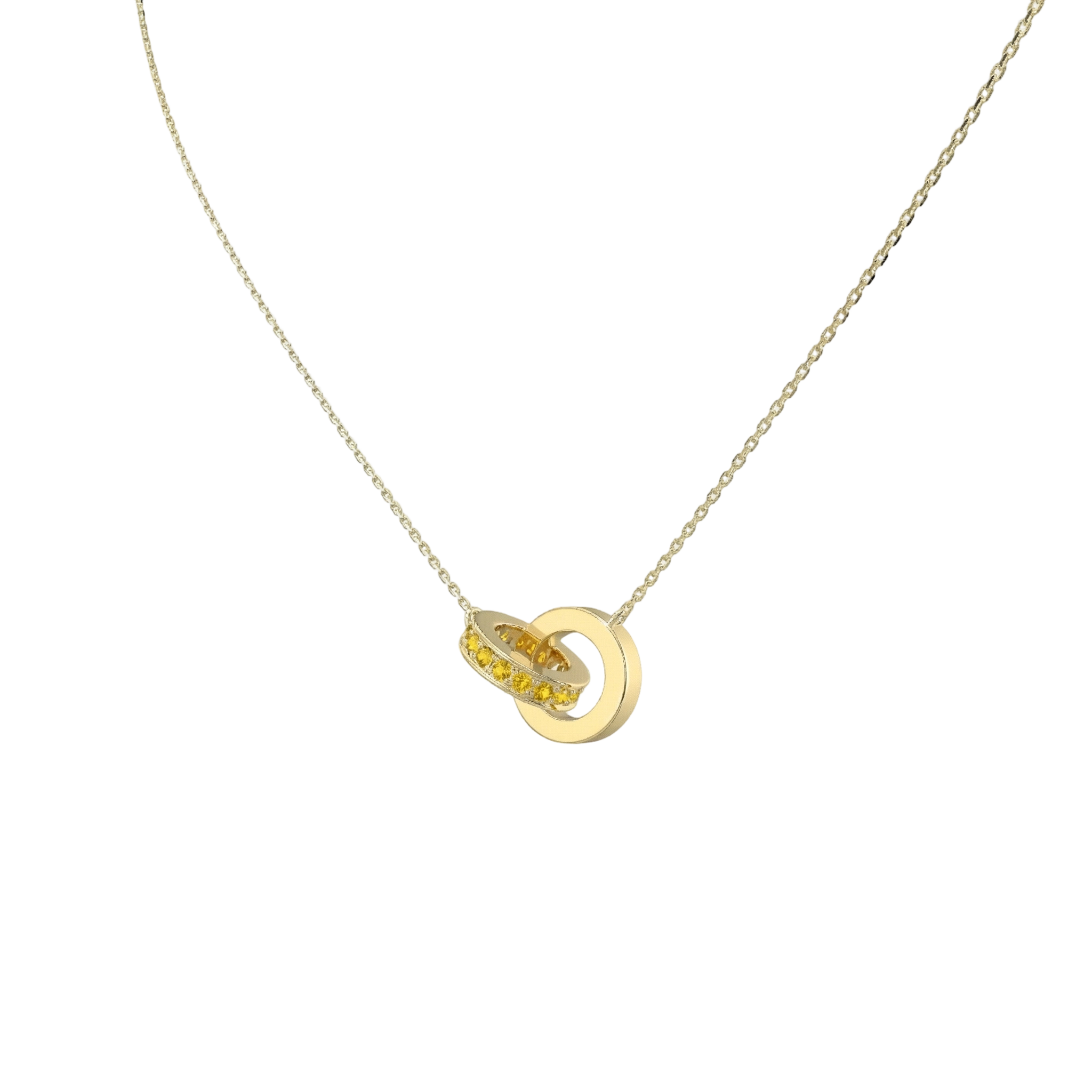 Personalized Linked Circle Necklace | Infinity Double Circle Pendant with Birthstone and Engraving, Custom Relationship Necklace Gift