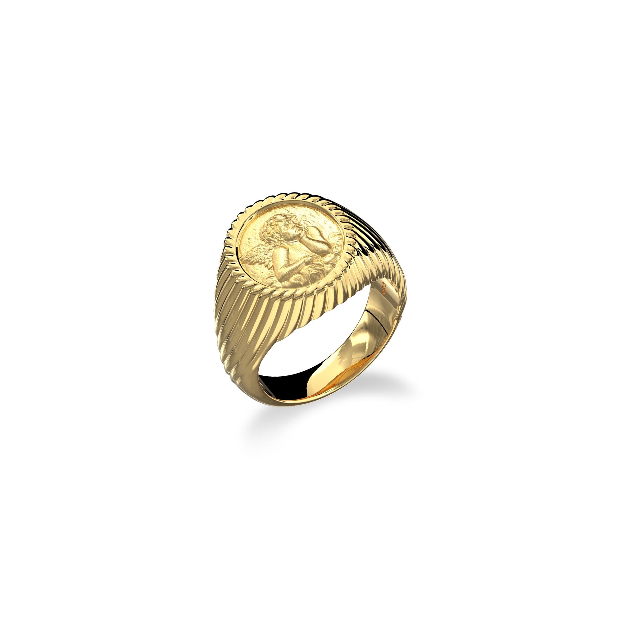 Vintage Coin Signet Ring | 18K Gold Plated Legacy Coin Ring, Classic Engraved Medallion Ring for Women and Men