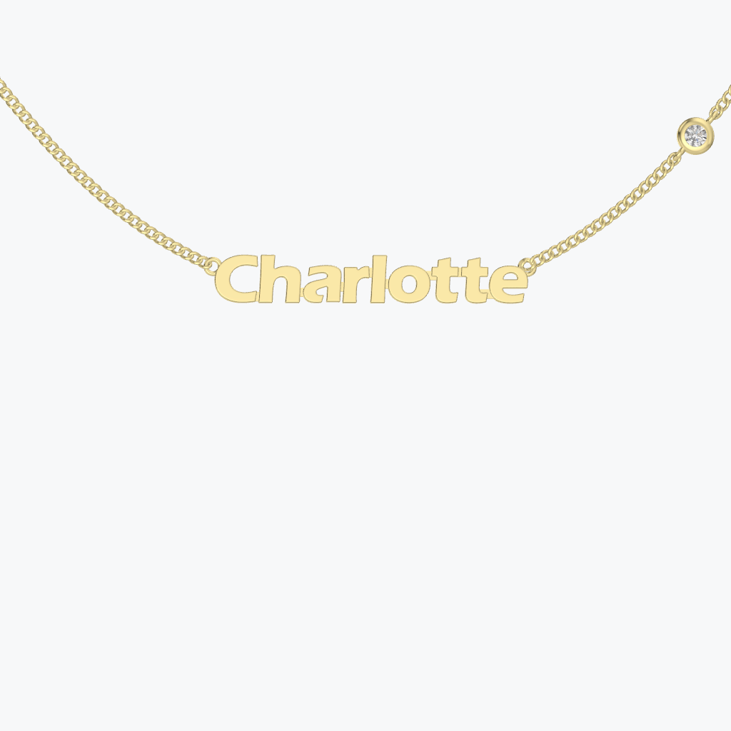 Personalized Name Necklace with Bezel Stone Accents