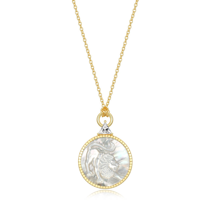 Celestial Zodiac Pendant Necklace - Mother of Pearl and Sterling Silver