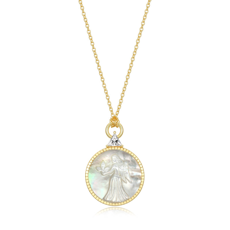 Celestial Zodiac Pendant Necklace - Mother of Pearl and Sterling Silver
